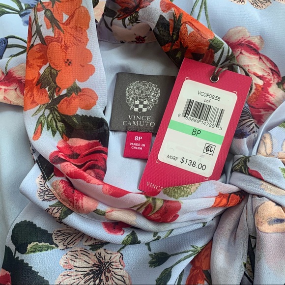 Vince Camuto Bow Neck Floral Dress - Picture 8 of 8